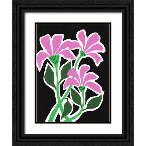 Pop Flowers V Black Ornate Wood Framed Art Print with Double Matting by Moore, Regina