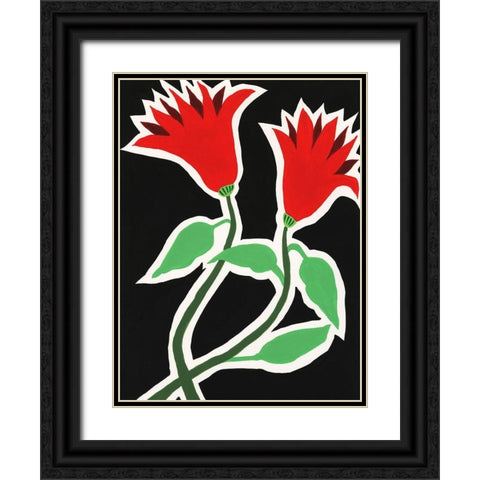 Pop Flowers VI Black Ornate Wood Framed Art Print with Double Matting by Moore, Regina