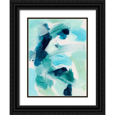 Teal Composition I Black Ornate Wood Framed Art Print with Double Matting by Barnes, Victoria