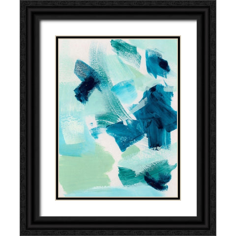 Teal Composition II Black Ornate Wood Framed Art Print with Double Matting by Barnes, Victoria