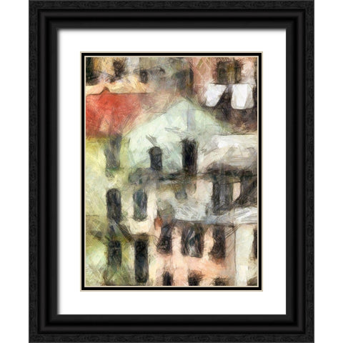 Stacked Houses II Black Ornate Wood Framed Art Print with Double Matting by Saunders, Alonzo
