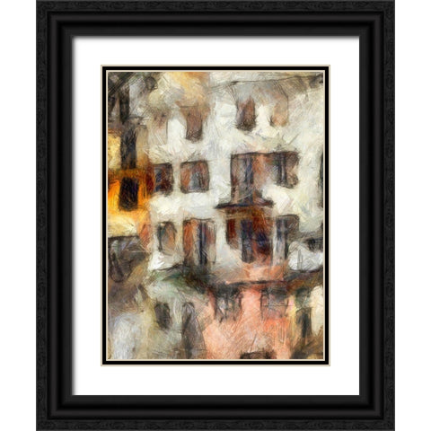 Stacked Houses III Black Ornate Wood Framed Art Print with Double Matting by Saunders, Alonzo