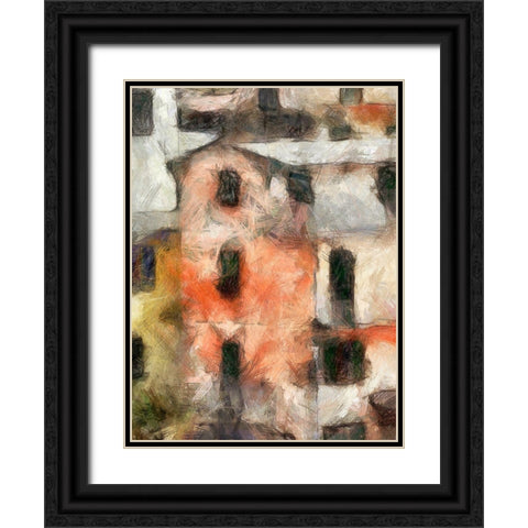 Stacked Houses IV Black Ornate Wood Framed Art Print with Double Matting by Saunders, Alonzo
