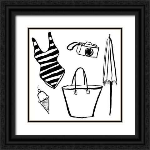 Beach Essentials II Black Ornate Wood Framed Art Print with Double Matting by Sizemore, Natalie