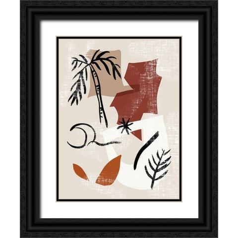 Soft Palms I Black Ornate Wood Framed Art Print with Double Matting by Wang, Melissa