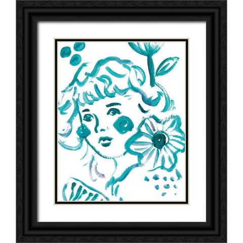 Budding Flower II Black Ornate Wood Framed Art Print with Double Matting by Wang, Melissa