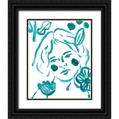 Budding Flower III Black Ornate Wood Framed Art Print with Double Matting by Wang, Melissa