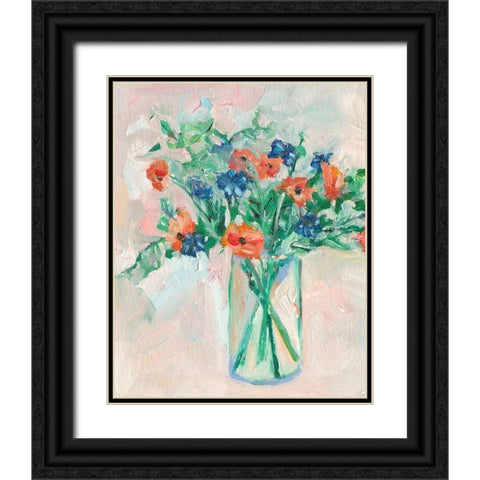 Painterly Soft Bouquet II Black Ornate Wood Framed Art Print with Double Matting by Wang, Melissa