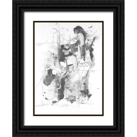Graphite Abstract I Black Ornate Wood Framed Art Print with Double Matting by Willett, Michael