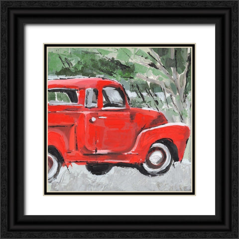 Big Red Truck II Black Ornate Wood Framed Art Print with Double Matting by Warren, Annie