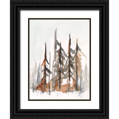 Rustic Evergreens I Black Ornate Wood Framed Art Print with Double Matting by Harper, Ethan