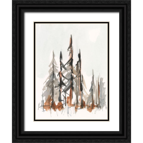 Rustic Evergreens II Black Ornate Wood Framed Art Print with Double Matting by Harper, Ethan