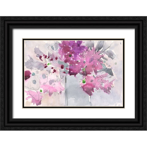 Floral Setting I Black Ornate Wood Framed Art Print with Double Matting by Dixon, Samuel
