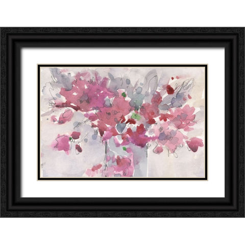Floral Setting II Black Ornate Wood Framed Art Print with Double Matting by Dixon, Samuel