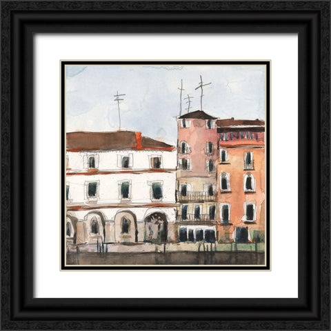 Along the Venice Facade Black Ornate Wood Framed Art Print with Double Matting by Dixon, Samuel