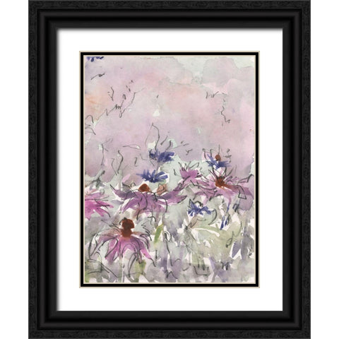 Floral Entertainment I Black Ornate Wood Framed Art Print with Double Matting by Dixon, Samuel