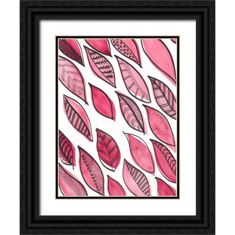 Patterned Leaf Shapes III Black Ornate Wood Framed Art Print with Double Matting by Moore, Regina