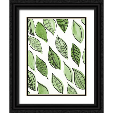 Patterned Leaf Shapes IV Black Ornate Wood Framed Art Print with Double Matting by Moore, Regina