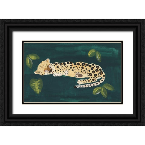 Lethargic Leopard II Black Ornate Wood Framed Art Print with Double Matting by Longley, Alicia