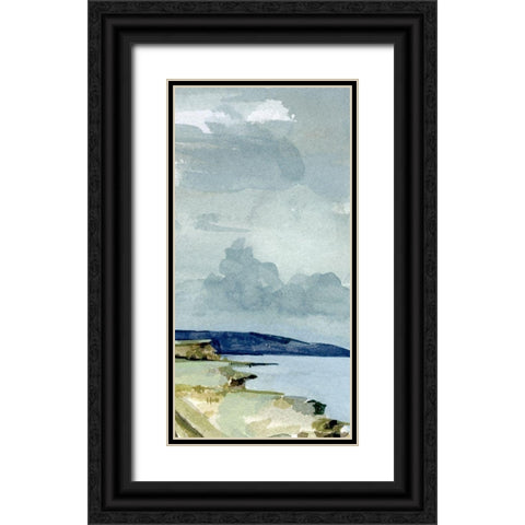 Coastal Blues Watercolor III Black Ornate Wood Framed Art Print with Double Matting by Caroline, Emma