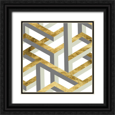 Geometric Landscape I Black Ornate Wood Framed Art Print with Double Matting by Wang, Melissa