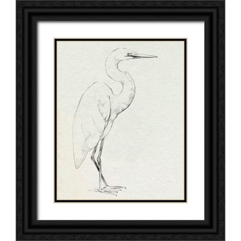 Erect Egret III Black Ornate Wood Framed Art Print with Double Matting by Caroline, Emma