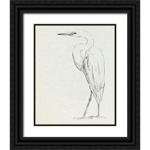 Erect Egret IV Black Ornate Wood Framed Art Print with Double Matting by Caroline, Emma