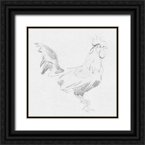 Big Rooster Sketch I Black Ornate Wood Framed Art Print with Double Matting by Green, Jacob