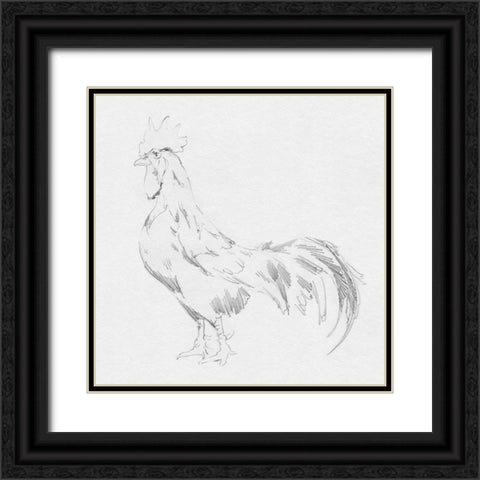 Big Rooster Sketch II Black Ornate Wood Framed Art Print with Double Matting by Green, Jacob