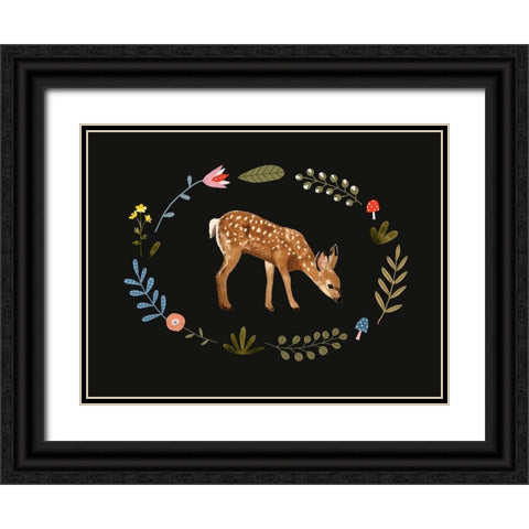 Critter And Foliage III Black Ornate Wood Framed Art Print with Double Matting by Barnes, Victoria