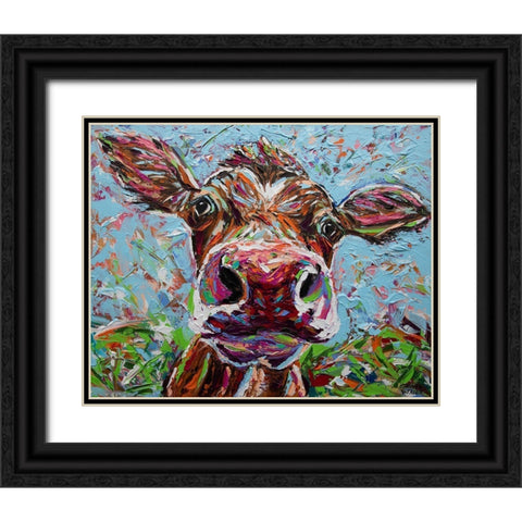 Cow From Another Planet II Black Ornate Wood Framed Art Print with Double Matting by Vitaletti, Carolee