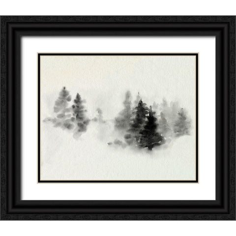 Inked Pine Forest II Black Ornate Wood Framed Art Print with Double Matting by Caroline, Emma