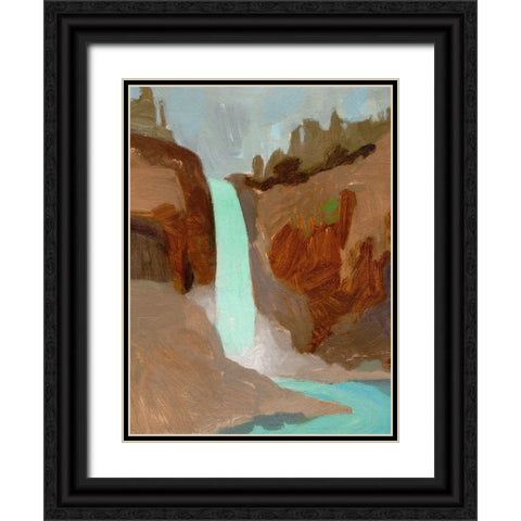 Turquoise Falls I Black Ornate Wood Framed Art Print with Double Matting by Green, Jacob
