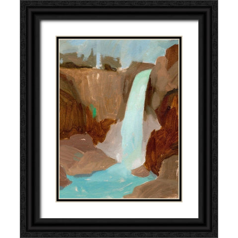 Turquoise Falls II Black Ornate Wood Framed Art Print with Double Matting by Green, Jacob