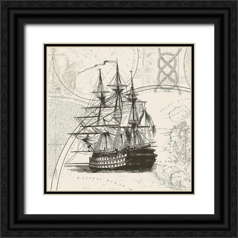 Anchors Away I Black Ornate Wood Framed Art Print with Double Matting by Barnes, Victoria