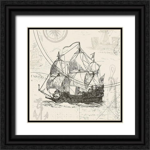Anchors Away II Black Ornate Wood Framed Art Print with Double Matting by Barnes, Victoria