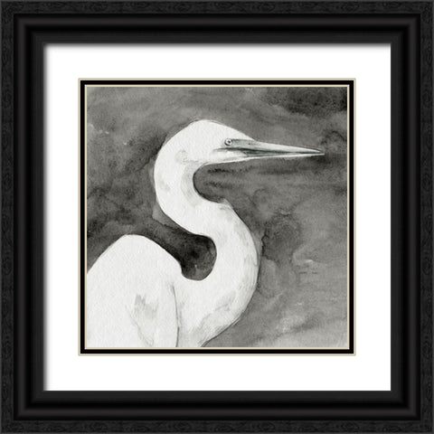 Solemn Egret III Black Ornate Wood Framed Art Print with Double Matting by Caroline, Emma