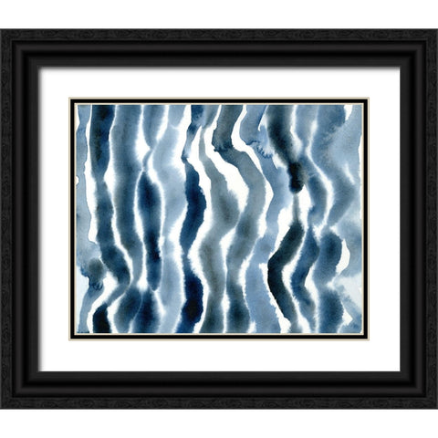 True Blue Wave II Black Ornate Wood Framed Art Print with Double Matting by Caroline, Emma
