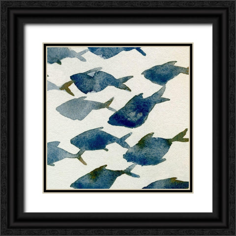 Fish Friends I Black Ornate Wood Framed Art Print with Double Matting by Caroline, Emma