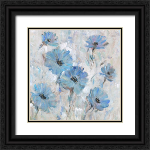 Mix Blue Flowers I Black Ornate Wood Framed Art Print with Double Matting by OToole, Tim