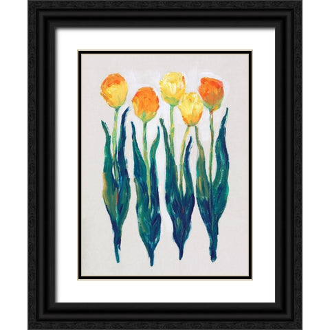 Tulips in a Row I Black Ornate Wood Framed Art Print with Double Matting by OToole, Tim