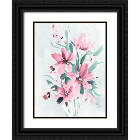 Posy Blooms I Black Ornate Wood Framed Art Print with Double Matting by Wang, Melissa