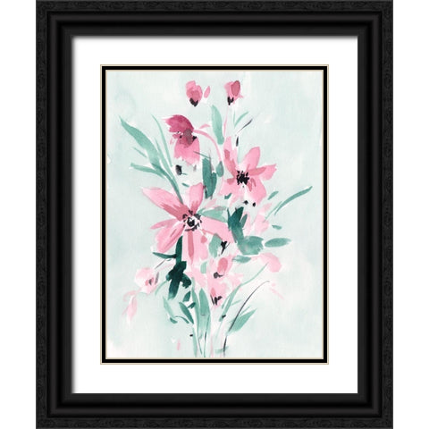 Posy Blooms II Black Ornate Wood Framed Art Print with Double Matting by Wang, Melissa
