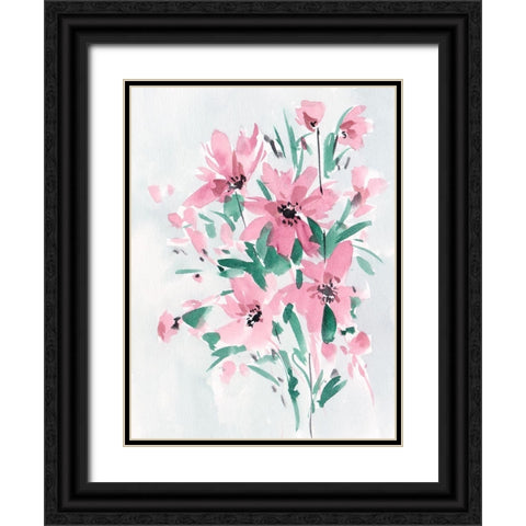 Posy Blooms III Black Ornate Wood Framed Art Print with Double Matting by Wang, Melissa