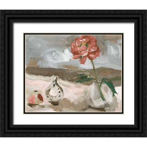 Vase of Pink Flowers IV Black Ornate Wood Framed Art Print with Double Matting by Wang, Melissa