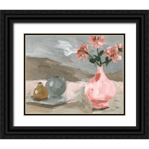 Vase of Pink Flowers VI Black Ornate Wood Framed Art Print with Double Matting by Wang, Melissa