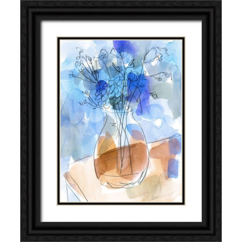 Bunch of Blue Flowers II Black Ornate Wood Framed Art Print with Double Matting by Wang, Melissa