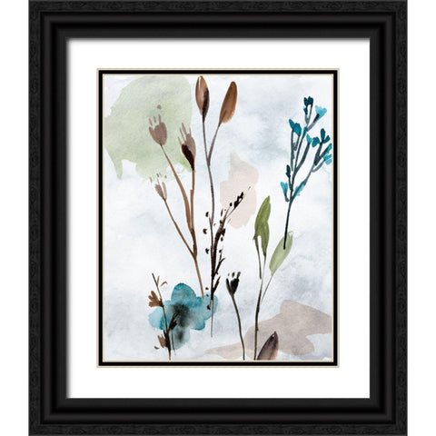 Watercolor Wildflowers I Black Ornate Wood Framed Art Print with Double Matting by Wang, Melissa