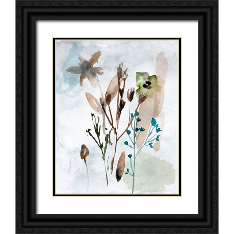 Watercolor Wildflowers II Black Ornate Wood Framed Art Print with Double Matting by Wang, Melissa