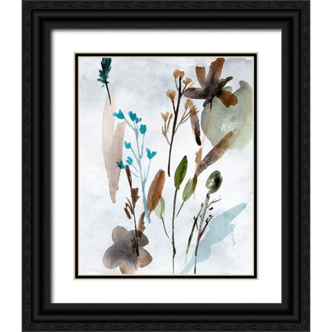 Watercolor Wildflowers III Black Ornate Wood Framed Art Print with Double Matting by Wang, Melissa
